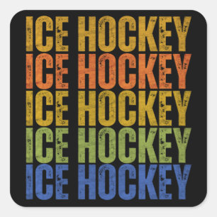 Ice Hockey Typography Square Sticker