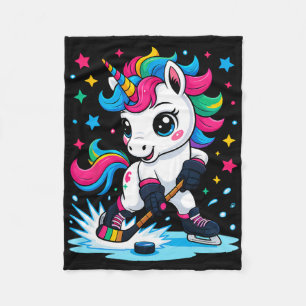 Ice Hockey Unicorn Kawaii Fleece Blanket