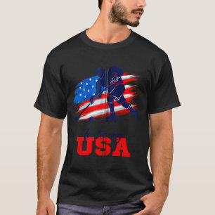 Ice Hockey USA Team American Flag Hockey Lover T-Shirt