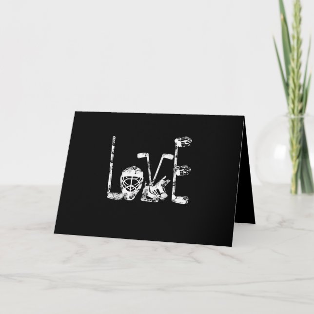Ice Hockey Valentines Day Love Cute Gift Boys Girl Card (Front)