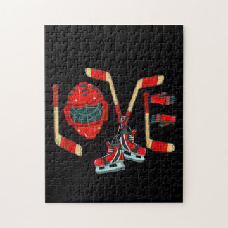 Ice Hockey Valentines Day Love Cute Gift Boys Girl Jigsaw Puzzle
