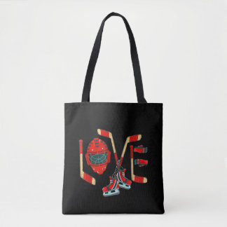 Ice Hockey Valentines Day Love Cute Gift Boys Girl Tote Bag