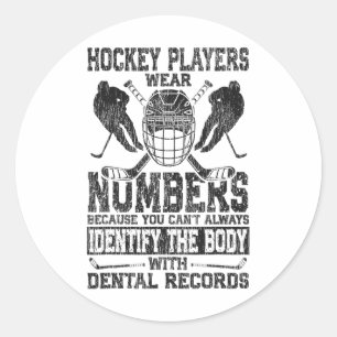 Ice Hockey Vintage Hockey Players Wear Numbers Bec Classic Round Sticker