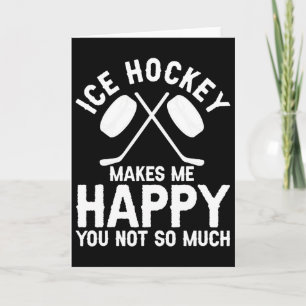 Ice Hockey Vintage Mask Ice Hockey Makes Me Happy Card