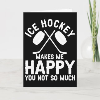 Ice Hockey Vintage Mask Ice Hockey Makes Me Happy  Card