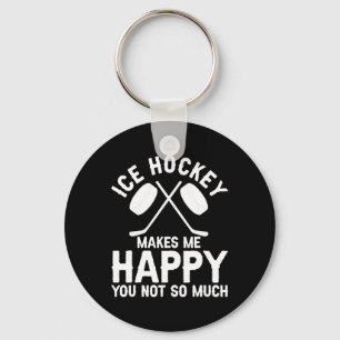Ice Hockey Vintage Mask Ice Hockey Makes Me Happy Keychain
