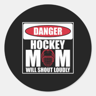 Ice Hockey Vintage Mom Mother Danger Hockey Mom Wi Classic Round Sticker