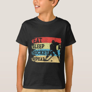 Ice Hockey Vintage Retro Eat Sleep Hockey Repeat  T-Shirt
