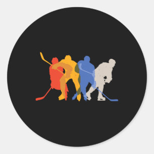 Ice Hockey Vintage Retro Ice Hockey Player Gift Classic Round Sticker
