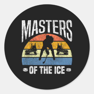 Ice Hockey Vintage Retro Masters Of The Ice Classic Round Sticker