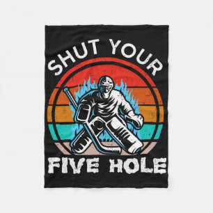 Ice Hockey Vintage Retro Shut Your Five Hole Men's Fleece Blanket