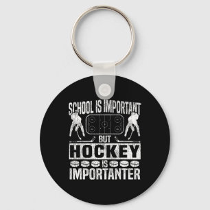 Ice Hockey Vintage School Is Important But Hockey  Keychain