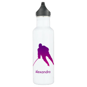 Ice Hockey water bottle player name purple