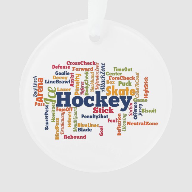 Ice Hockey Word Cloud Ornament (Front)