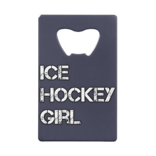 Ice hokey girl credit card bottle opener