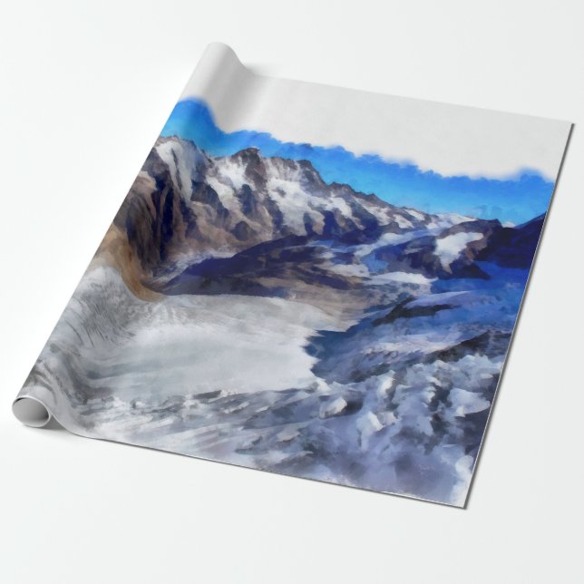 Ice in the towering Swiss Alps Wrapping Paper (Unrolled)