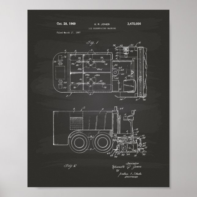 Ice Machine 1969 Patent Art - Chalkboard Poster (Front)