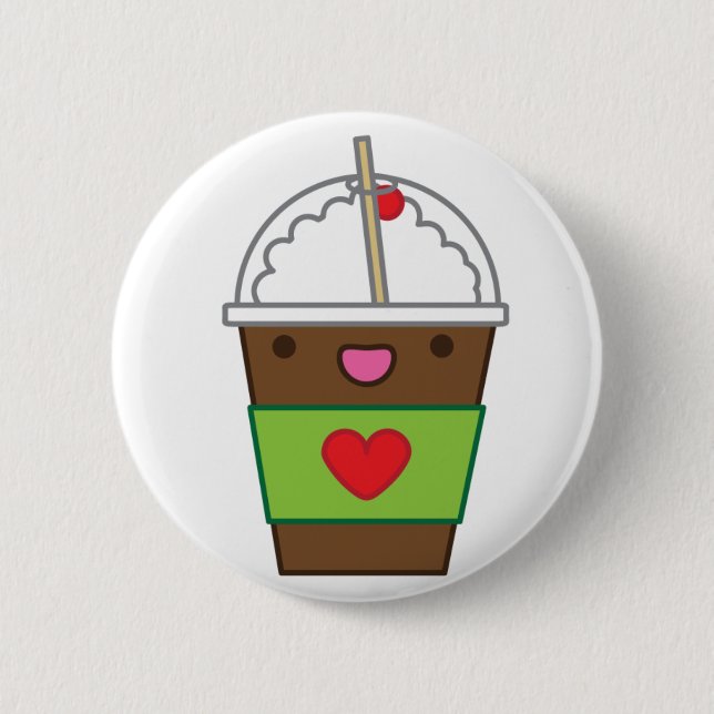 Ice mocha coffee 2 inch round button (Front)