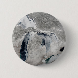 Ice On The Great Lakes, United States. 2 Inch Round Button