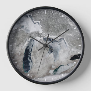 Ice On The Great Lakes, United States. Clock