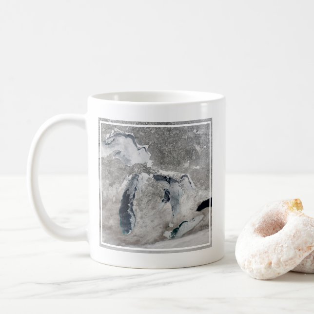 Ice On The Great Lakes, United States. Coffee Mug (With Donut)