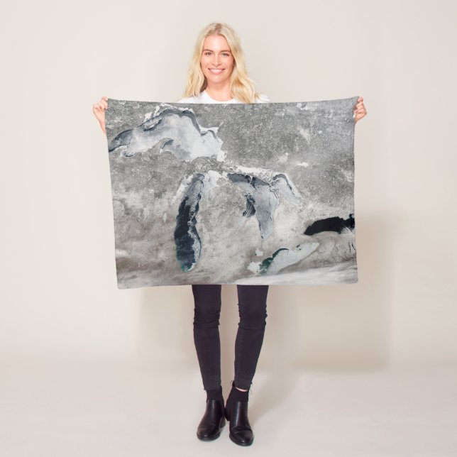 Ice On The Great Lakes, United States. Fleece Blanket (In Situ)