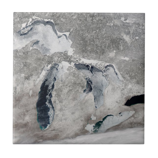 Ice On The Great Lakes, United States. Tile (Front)