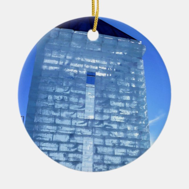 Ice Palace at Carnaval de Quebec, Canada Ceramic Ornament (Front)