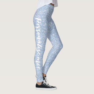 Ice Palace Pale Blue Glitter CUSTOM TEXT Leggings