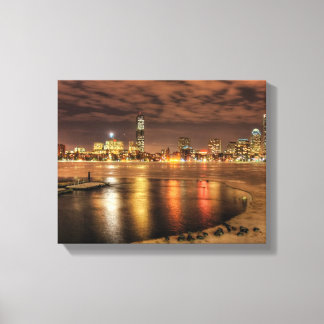 Ice partially melted on Charles River in Boston Canvas Print