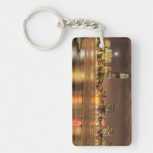 Ice partially melted on Charles River in Boston Keychain