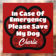ICE Pet Safety Alert Red Paw Print Heart Name