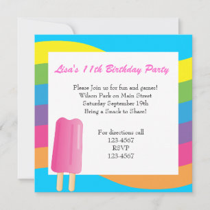 Ice Pop and Rainbow Invitation