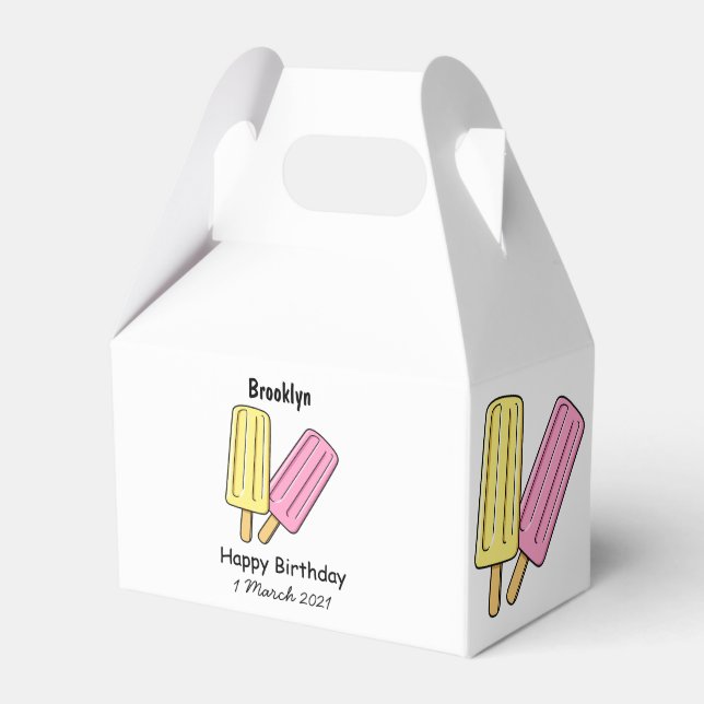 Ice pop cartoon illustration favor box (Front Side)