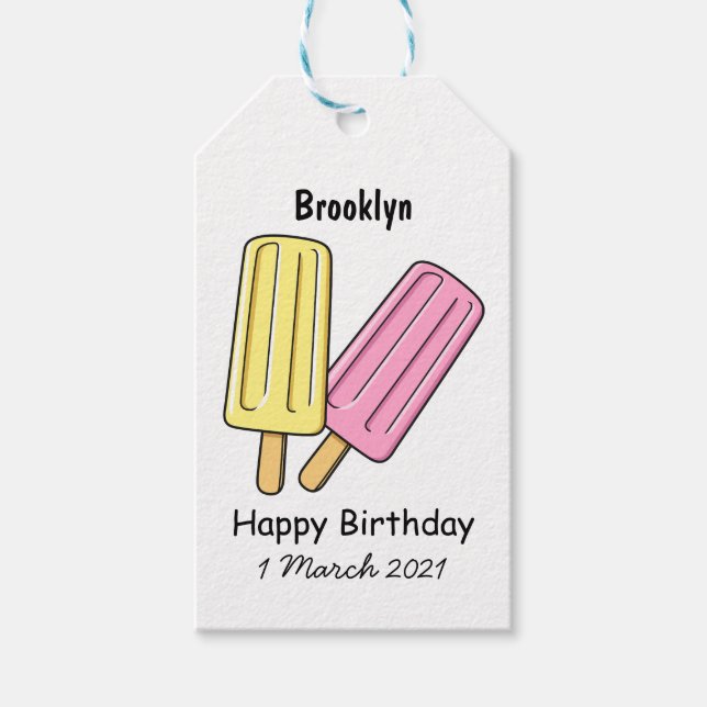 Ice pop cartoon illustration gift tags (Front)