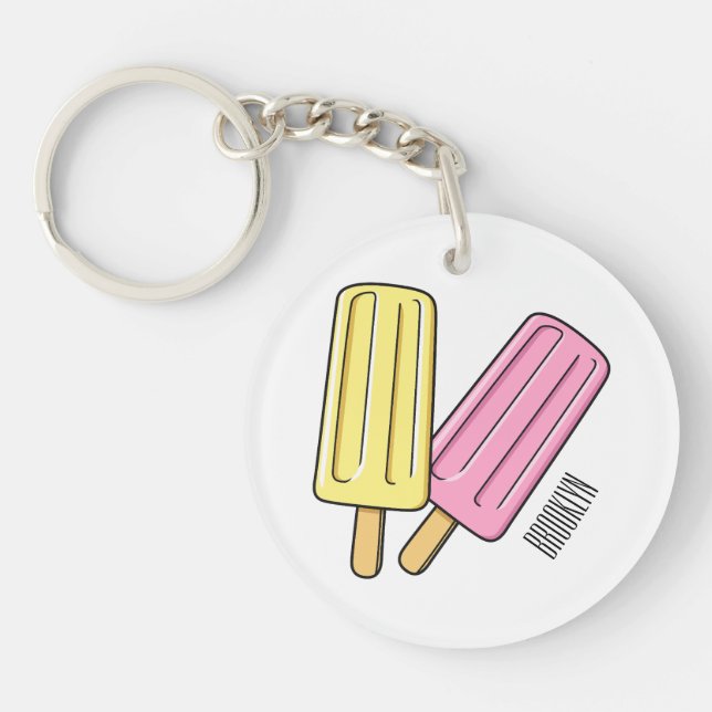 Ice pop cartoon illustration  keychain (Front)
