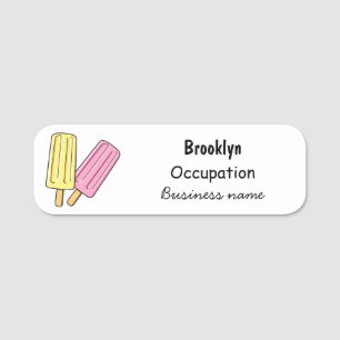 Ice pop cartoon illustration name tag