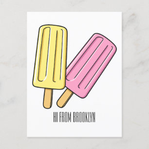 Ice pop cartoon illustration  postcard