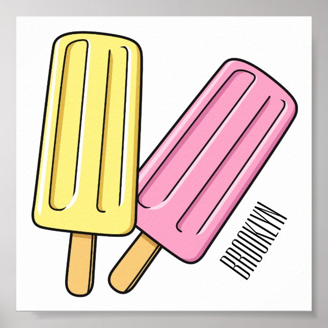 Ice pop cartoon illustration  poster (Front)