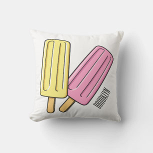 Ice pop cartoon illustration throw pillow