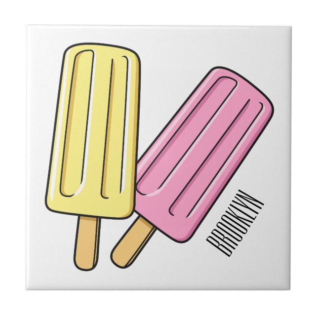 Ice pop cartoon illustration  tile (Front)