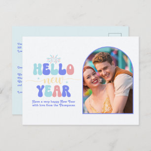 Ice Pop Retro New Year Retro Modern Blue Photo Holiday Postcard