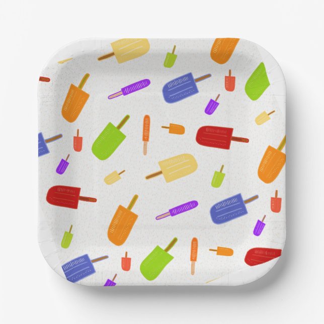 Ice Pops and Sprinkles Paper Plate (Front)