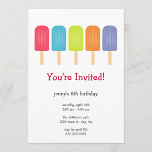Ice Pops Birthday Party Invitations