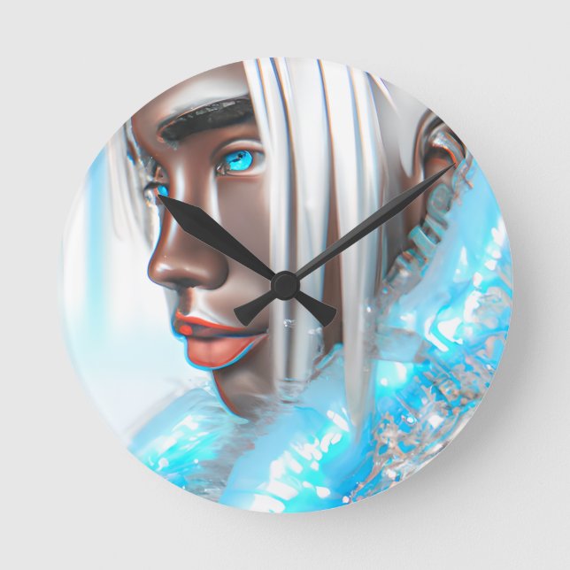 Ice Prince Melanin Black Boy Magic Bruh Winter Bro Round Clock (Front)