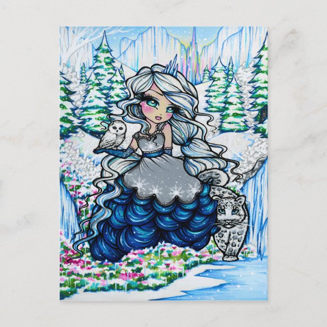 Ice Princess Winter Snow Queen Girl Fantasy Art Postcard (Front)