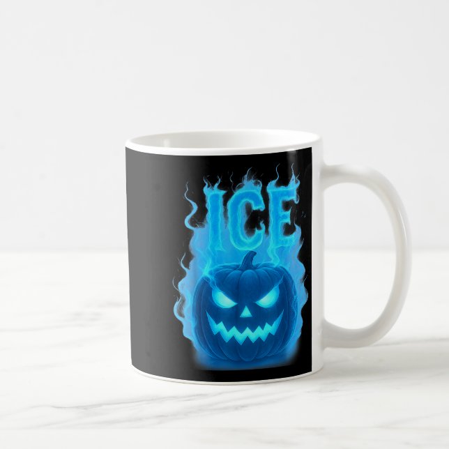 Ice Pumpkin Soky Jack O Lantern Ice Halloween E  Coffee Mug (Right)