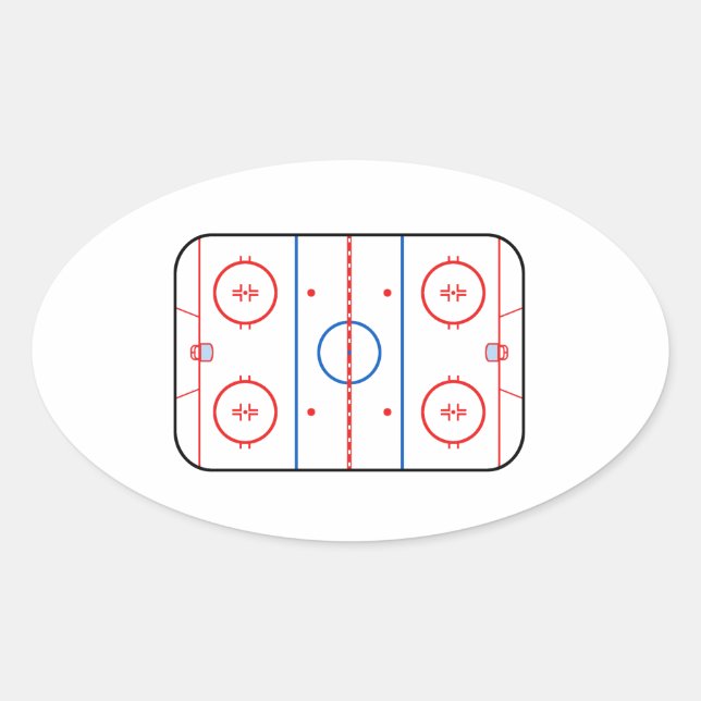 Ice Rink Diagram Hockey Game Decor Oval Sticker (Front)