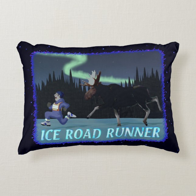 Ice Road Runner Decorative Pillow (Front)