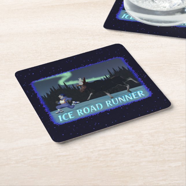 Ice Road Runner Square Paper Coaster (Angled)